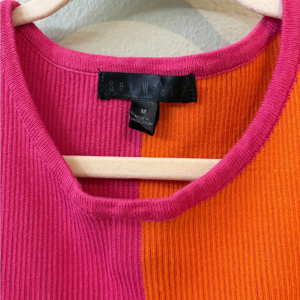 Say What? Pink and Orange Colorblock Crop Top - Picture 2 of 3